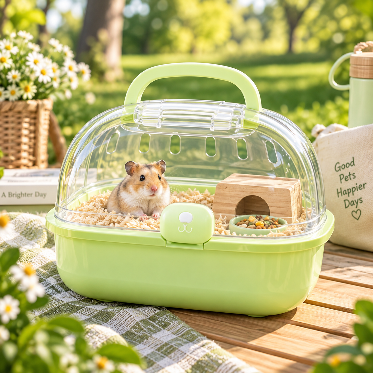 Portable Hamster Travel Carrier – Transparent Mini Cage with Handle