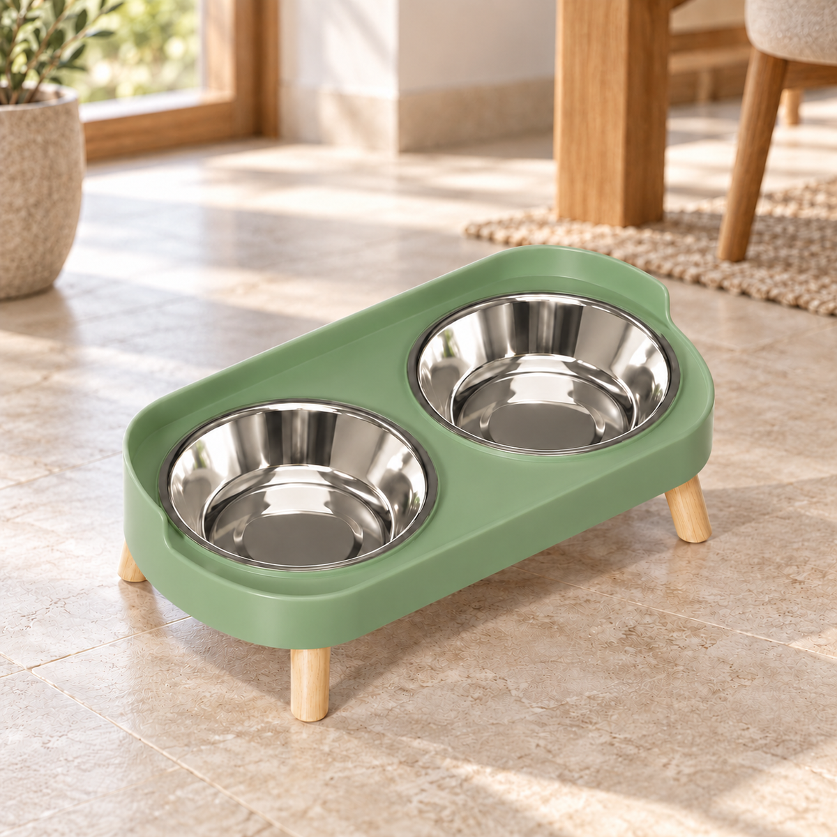 Double Pet Feeding Bowls
