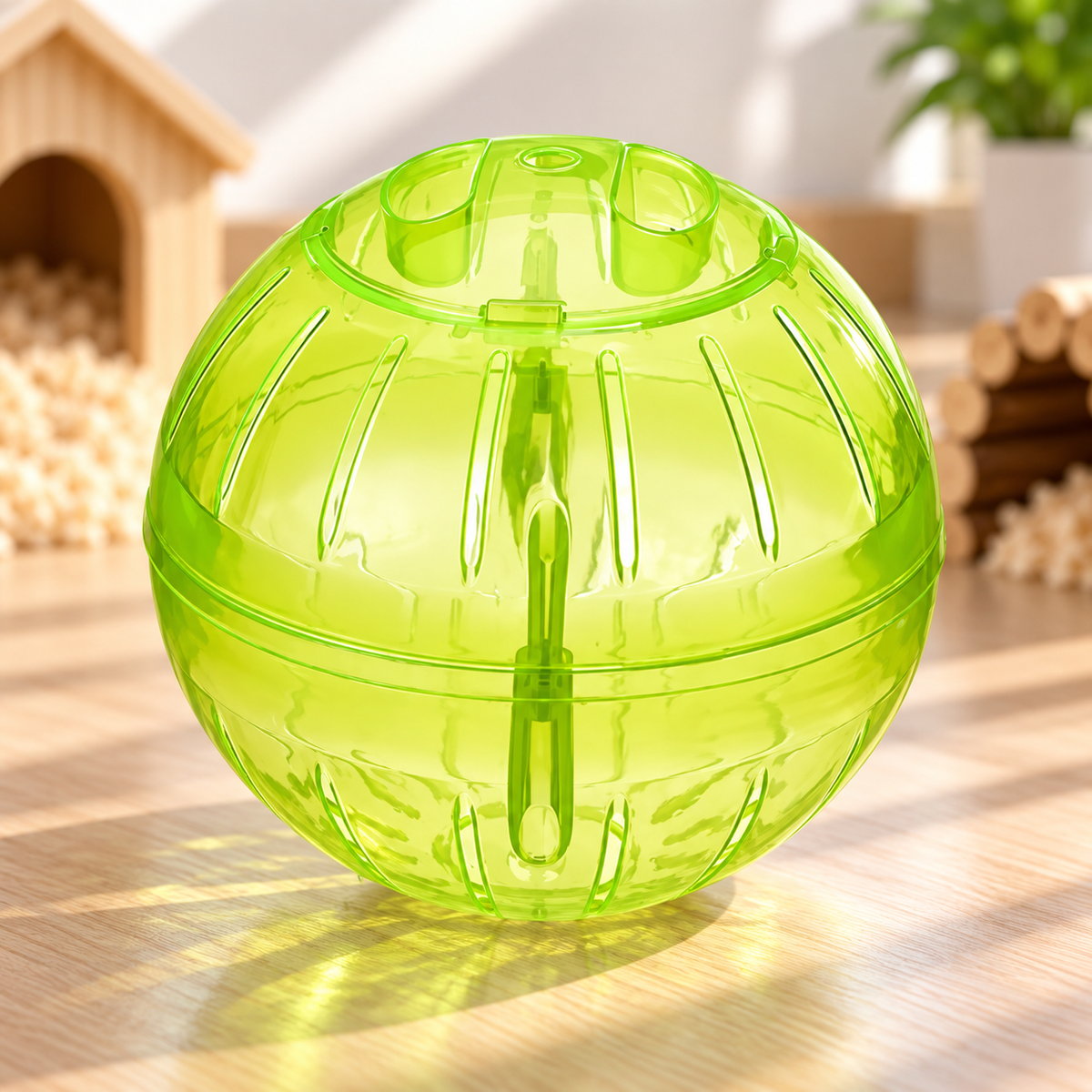 Hamster Exercise Ball – 10cm Acrylic with Golden Bear Design | 4 Colors