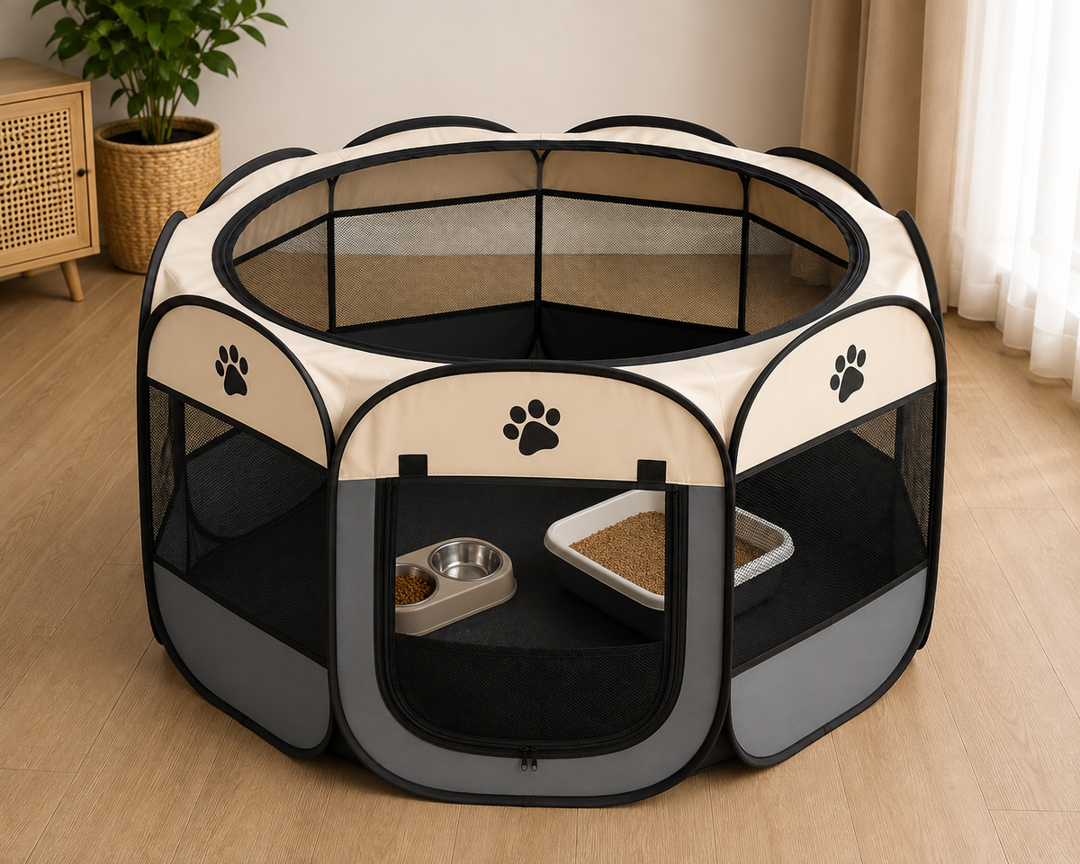 Foldable Octagonal Pet Tent – Indoor & Outdoor Portable Playpen