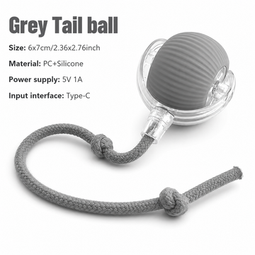 Smart Rolling Cat Ball – Automatic Electric Toy with Tail for Indoor Cats in grey