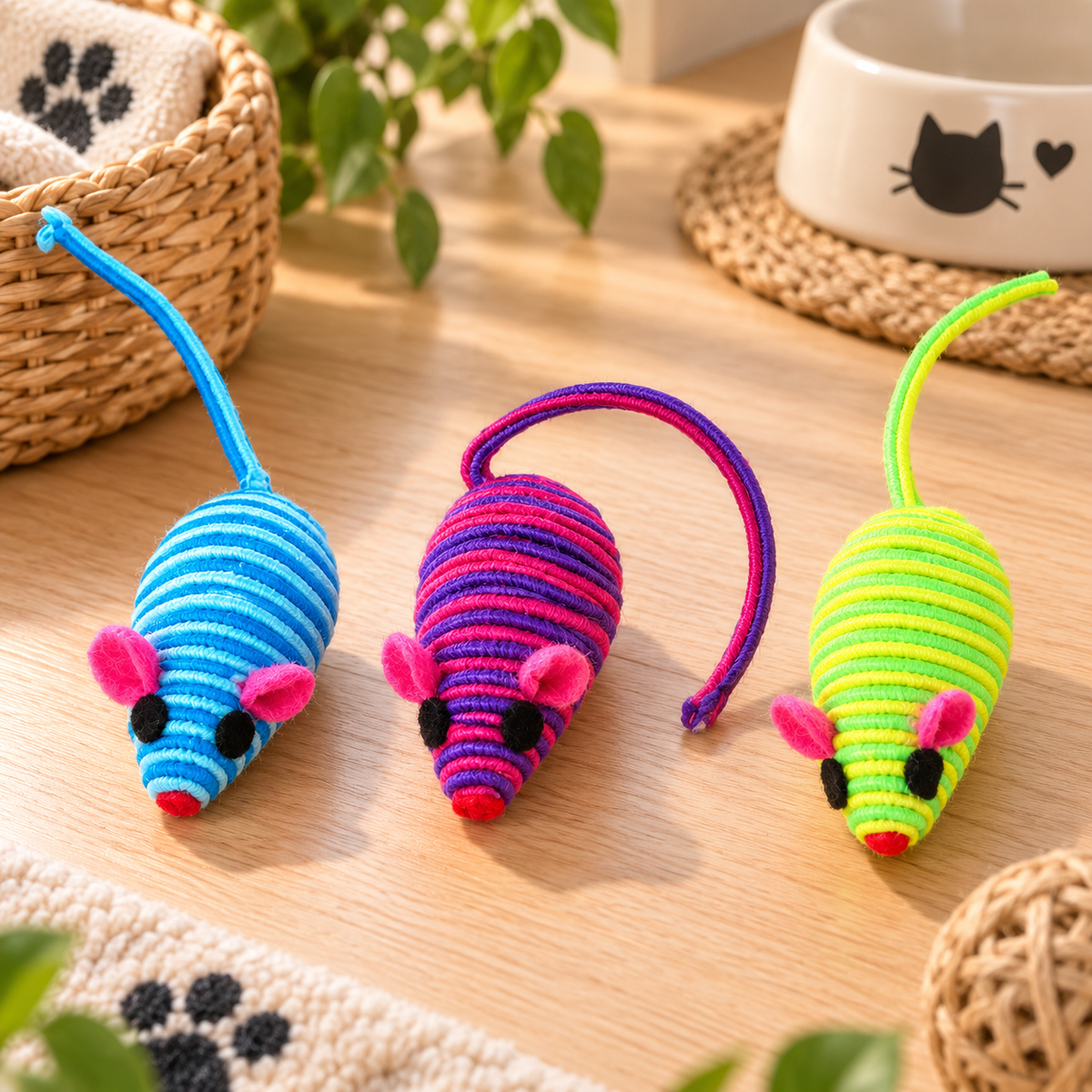 Fabric Mouse Cat Toys – Set of 3