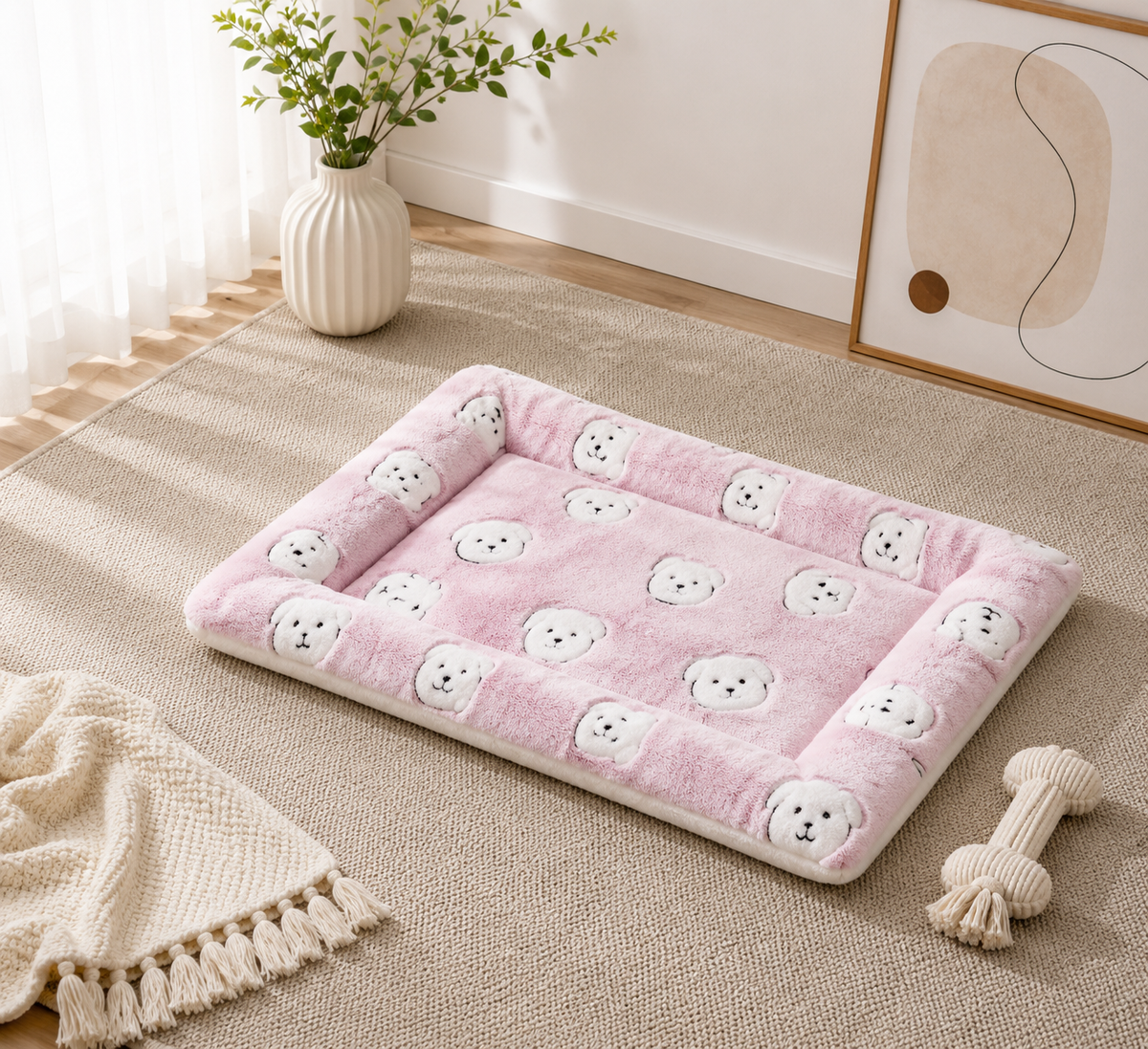 Soft Flannel Pet Mat – Washable & All-Season
