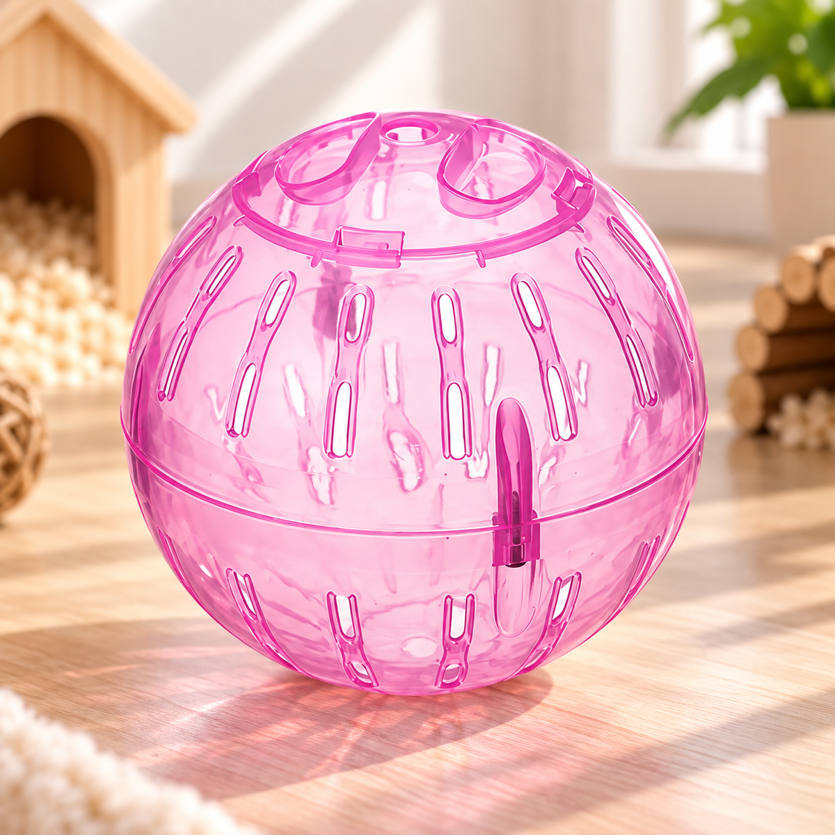Hamster Exercise Ball – 10cm Acrylic with Golden Bear Design | 4 Colors