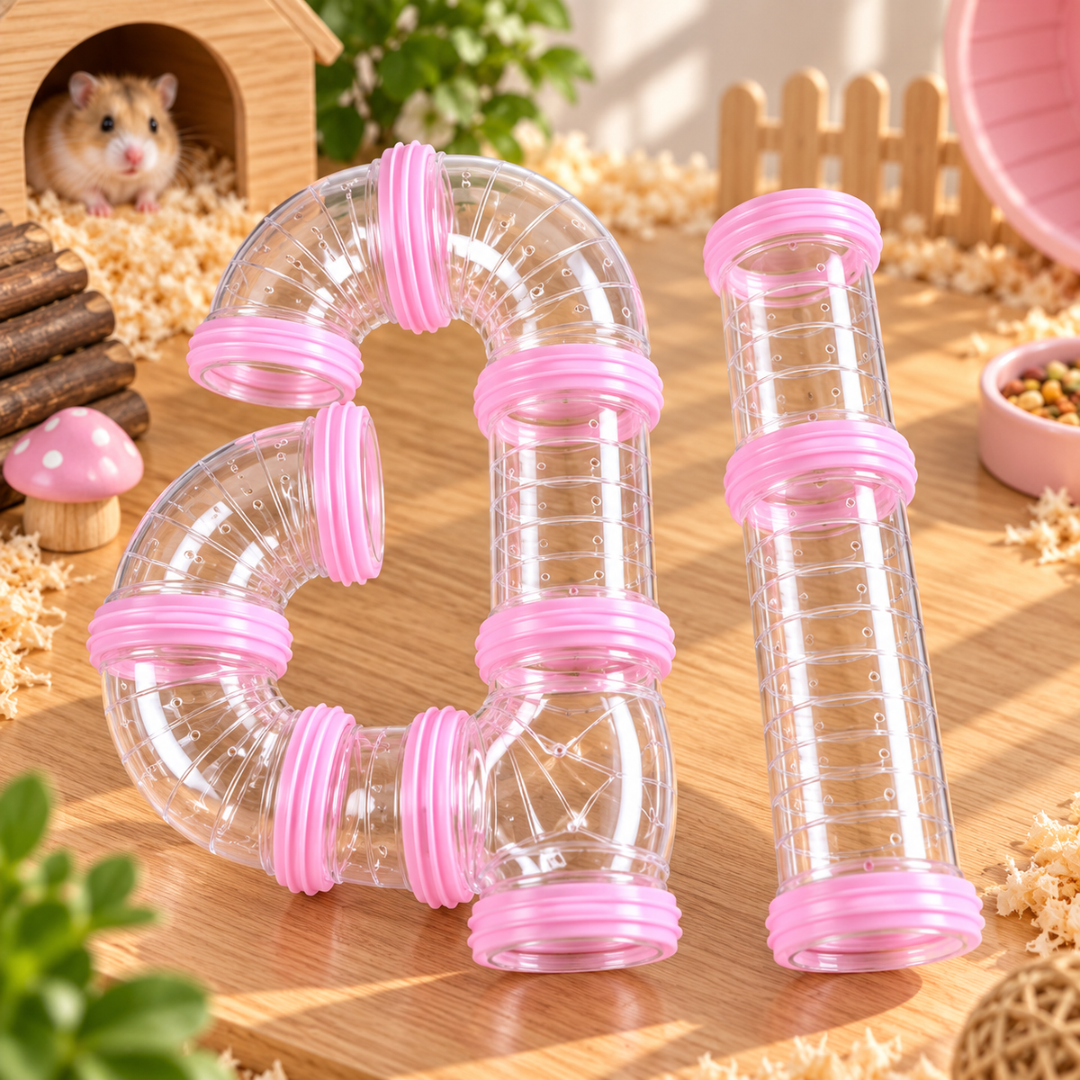 Hamster Tunnel Set – DIY Connectable Transparent Tubes | 3 Colors