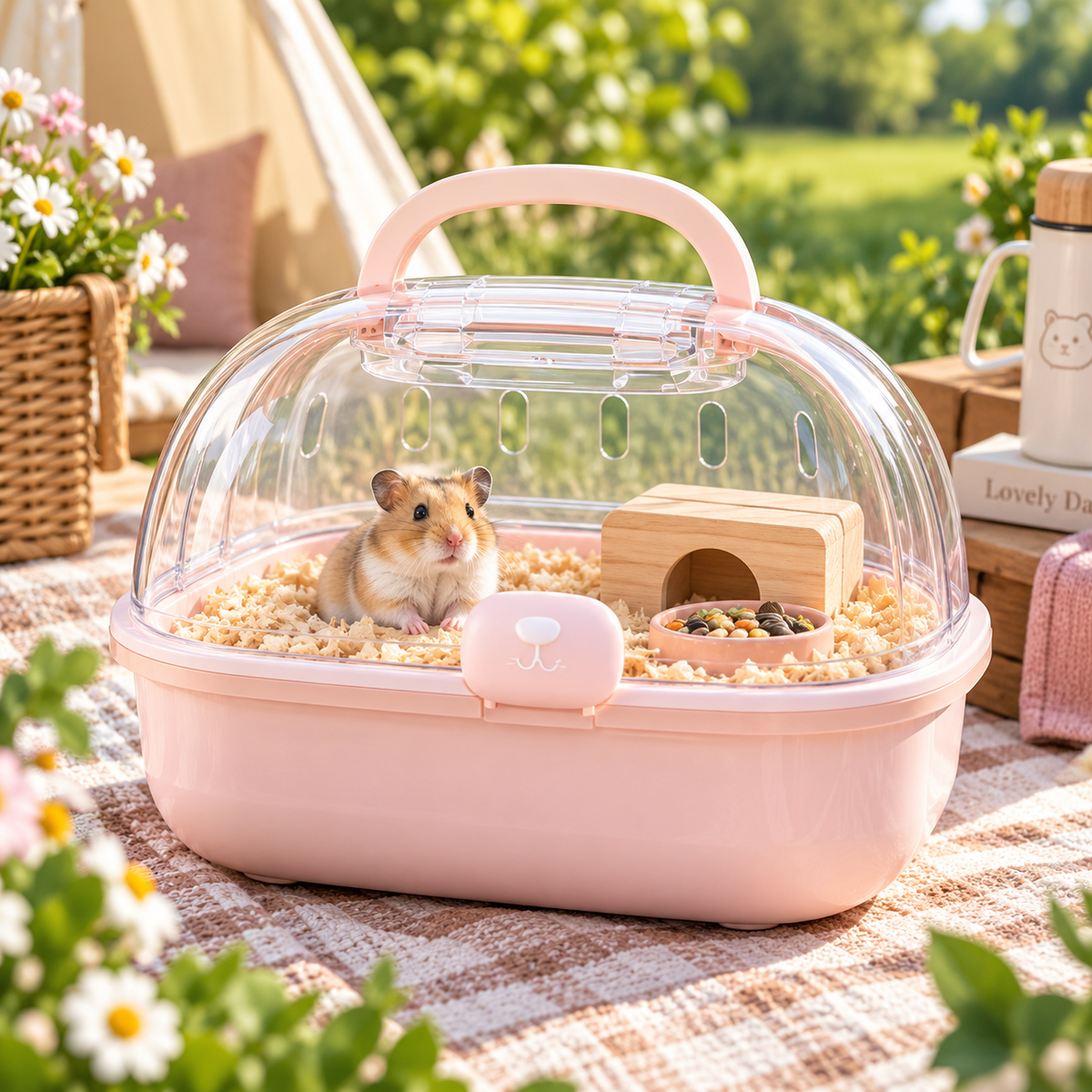 Portable Hamster Travel Carrier – Transparent Mini Cage with Handle