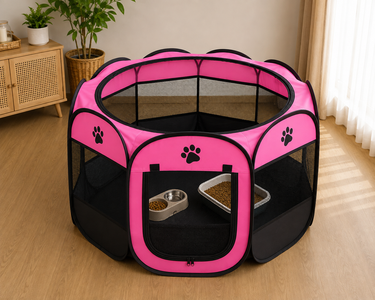 Foldable Octagonal Pet Tent – Indoor & Outdoor Portable Playpen