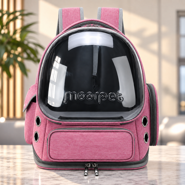 Transparent Pet Carrier Backpack | Space Capsule Travel Bag for Cats & Small Dogs in pink
