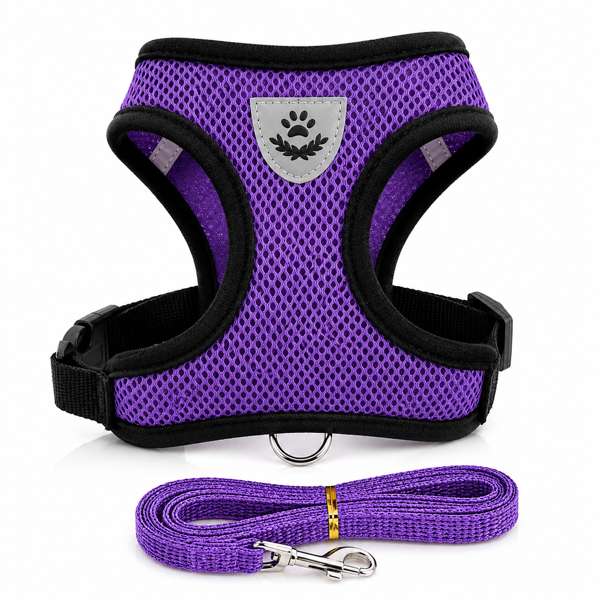 Breathable Mesh Harness with Leash – Adjustable & Reflective for Dogs and Cats