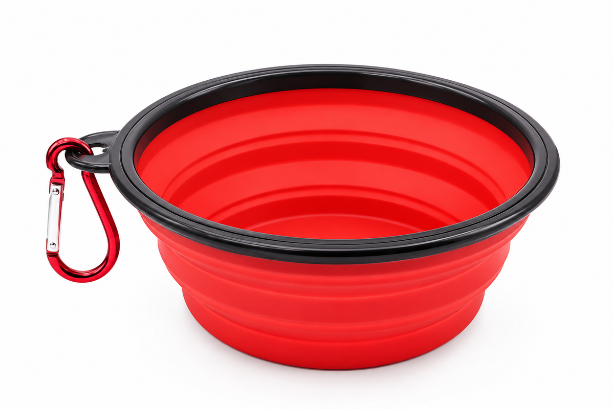 WiniBoop Foldable Silicone Dog Bowl – 2-in-1 Travel Feeder with Carabiner