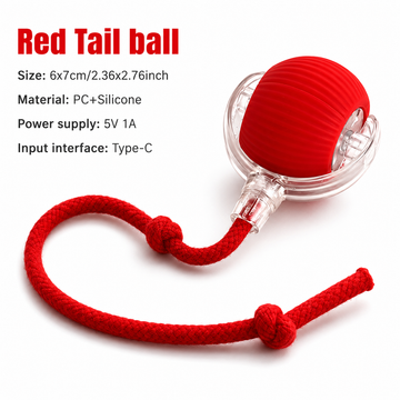 Smart Rolling Cat Ball – Automatic Electric Toy with Tail for Indoor Cats in red