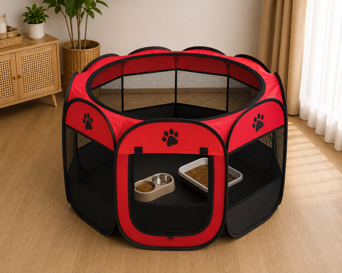 Foldable Octagonal Pet Tent – Indoor & Outdoor Portable Playpen