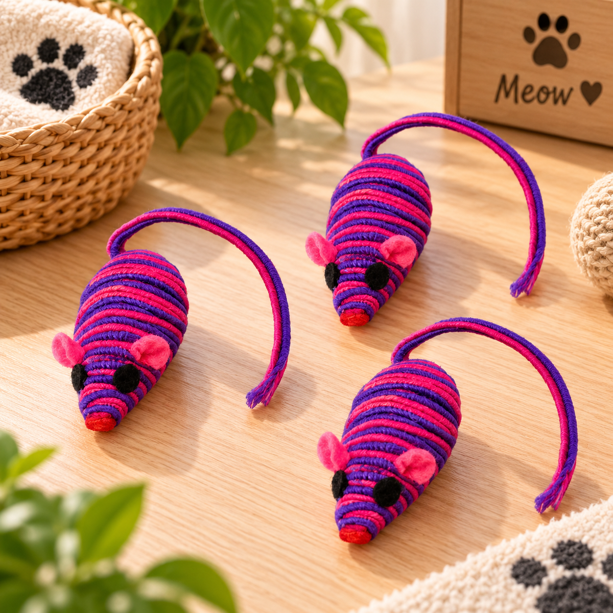 Fabric Mouse Cat Toys – Set of 3
