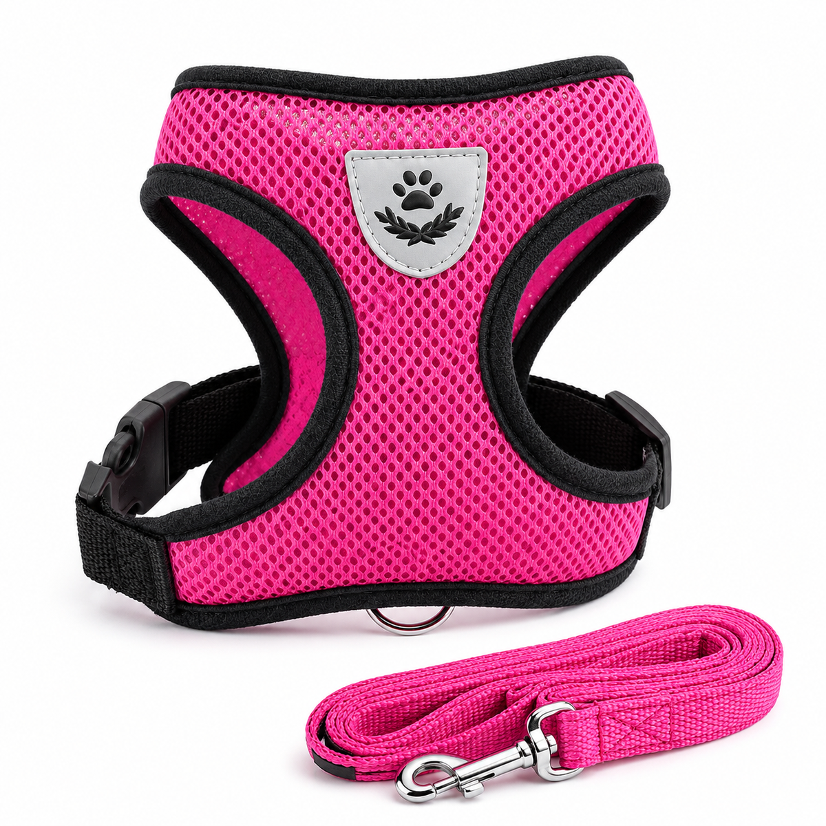Breathable Mesh Harness with Leash – Adjustable & Reflective for Dogs and Cats