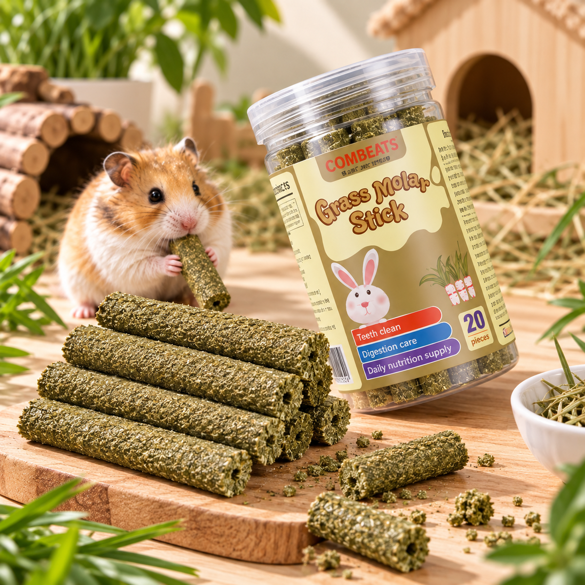 Natural Chew Sticks for Small Pets – Timothy Grass, Carrot & Herbal Flavours | 6 Varieties