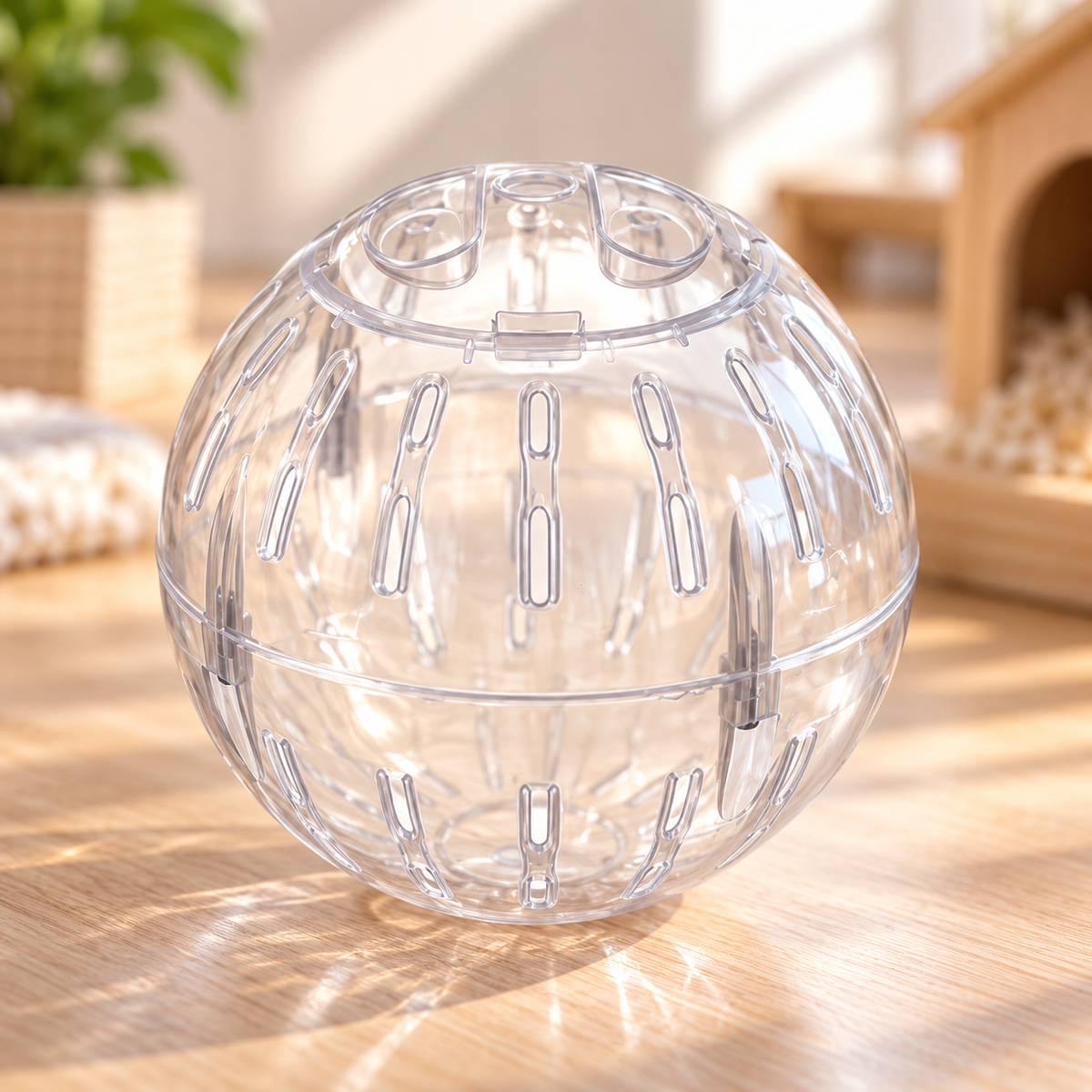 Hamster Exercise Ball – 10cm Acrylic with Golden Bear Design | 4 Colors