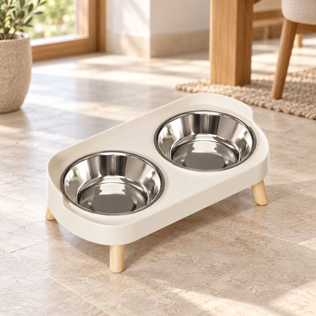 Double Pet Feeding Bowls