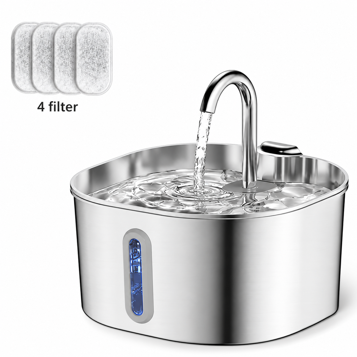 Stainless Steel Cat Water Fountain – 2.2L