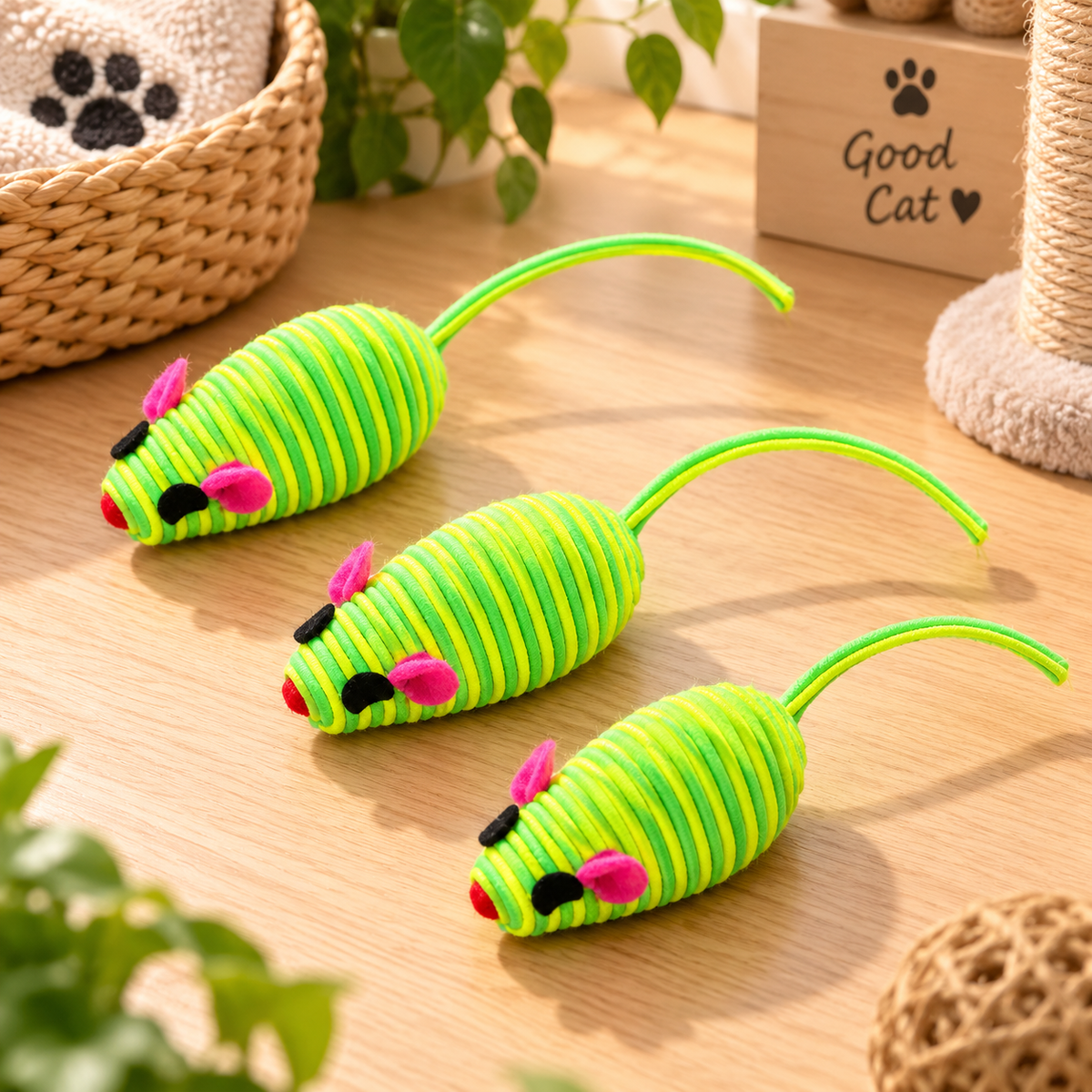 Fabric Mouse Cat Toys – Set of 3