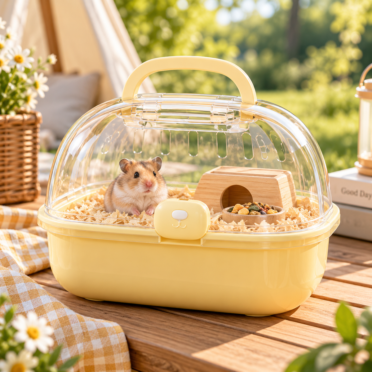 Portable Hamster Travel Carrier – Transparent Mini Cage with Handle