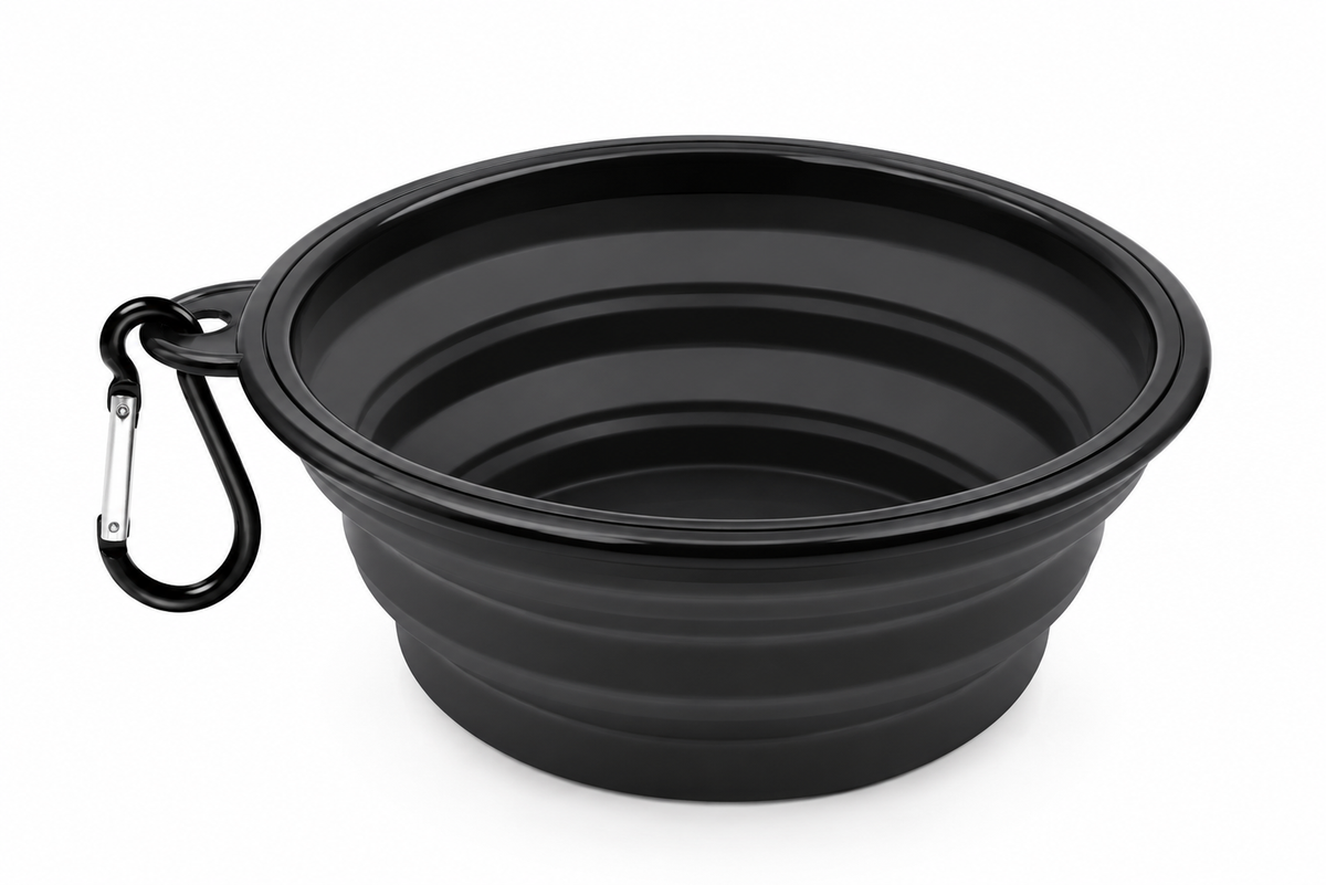 WiniBoop Foldable Silicone Dog Bowl – 2-in-1 Travel Feeder with Carabiner