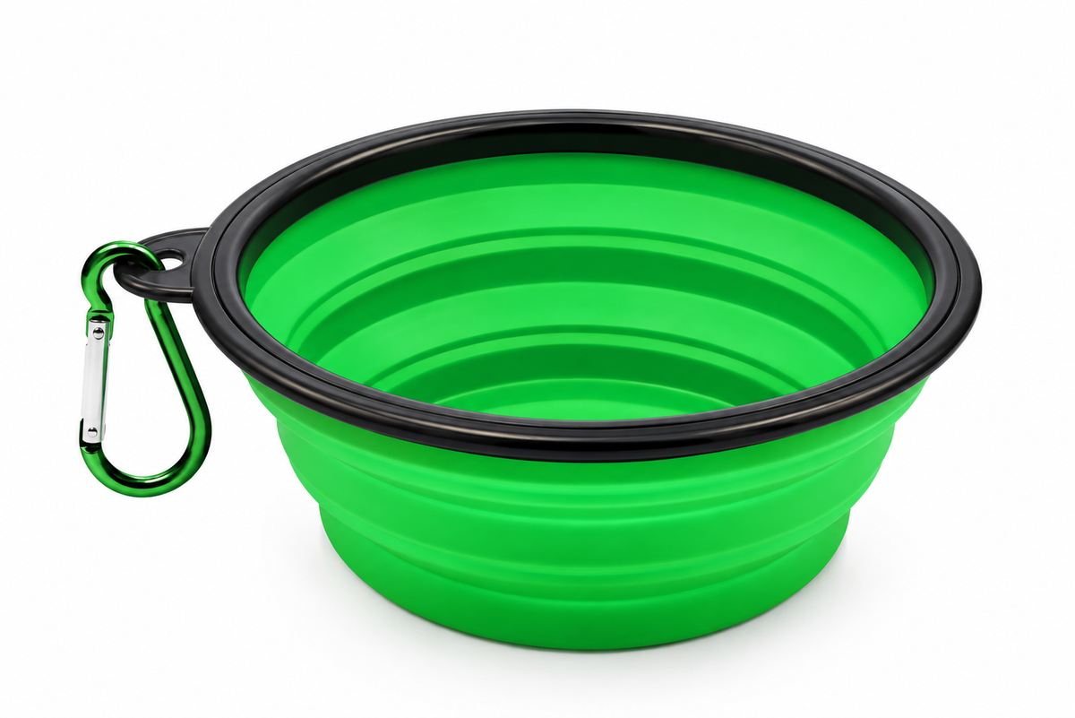 WiniBoop Foldable Silicone Dog Bowl – 2-in-1 Travel Feeder with Carabiner