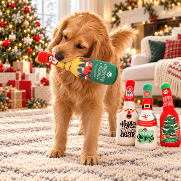 Christmas Squeaky Plush Bottle Dog Toy