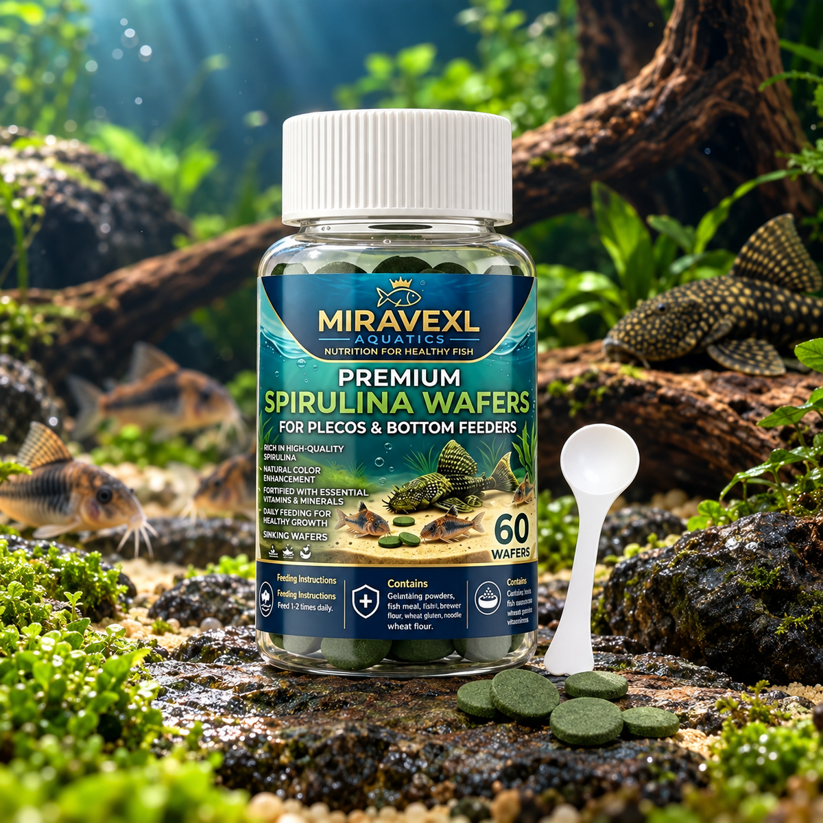 Spirulina Sinking Tablets for Bottom Feeders, Plecos & Shrimp