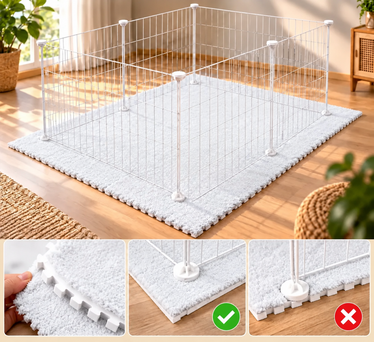 Waterproof fleece cage liner installation and edge detail